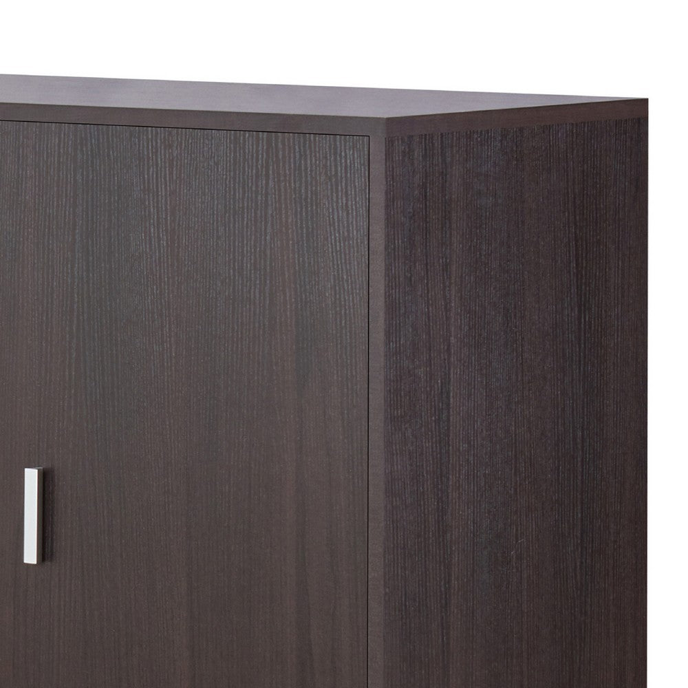 Dina Wine Cabinet Bar w 2 Doors | Stemware Rack | Espresso Brown 47"