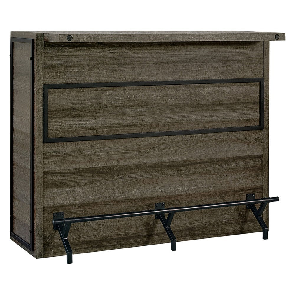 Wine Cabinet Home Bar| 5 Shelves & Stemware | Footrest | Oak Brown 51"