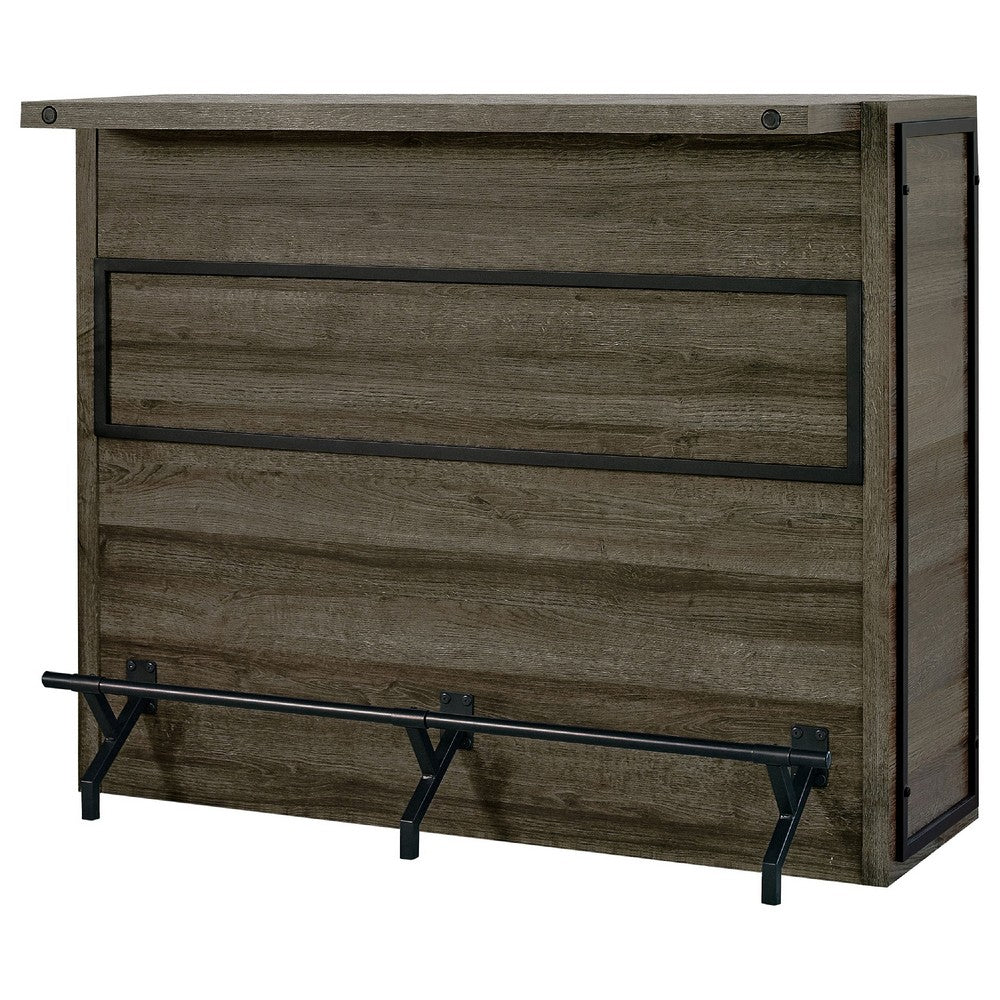 Wine Cabinet Home Bar| 5 Shelves & Stemware | Footrest | Oak Brown 51"