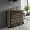 Wine Cabinet Home Bar| 5 Shelves & Stemware | Footrest | Oak Brown 51"