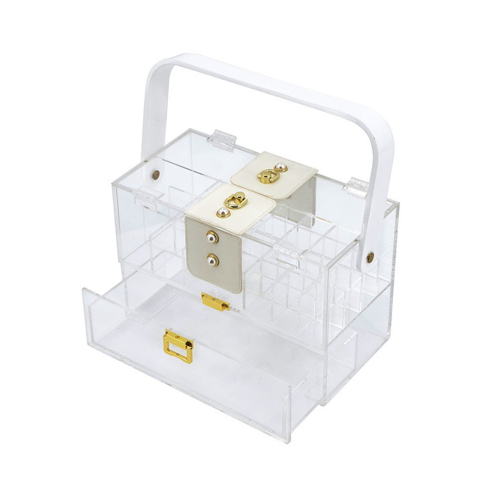Makeup Storage Box with Handle | 9" Clear See Thru Acrylic Organizer