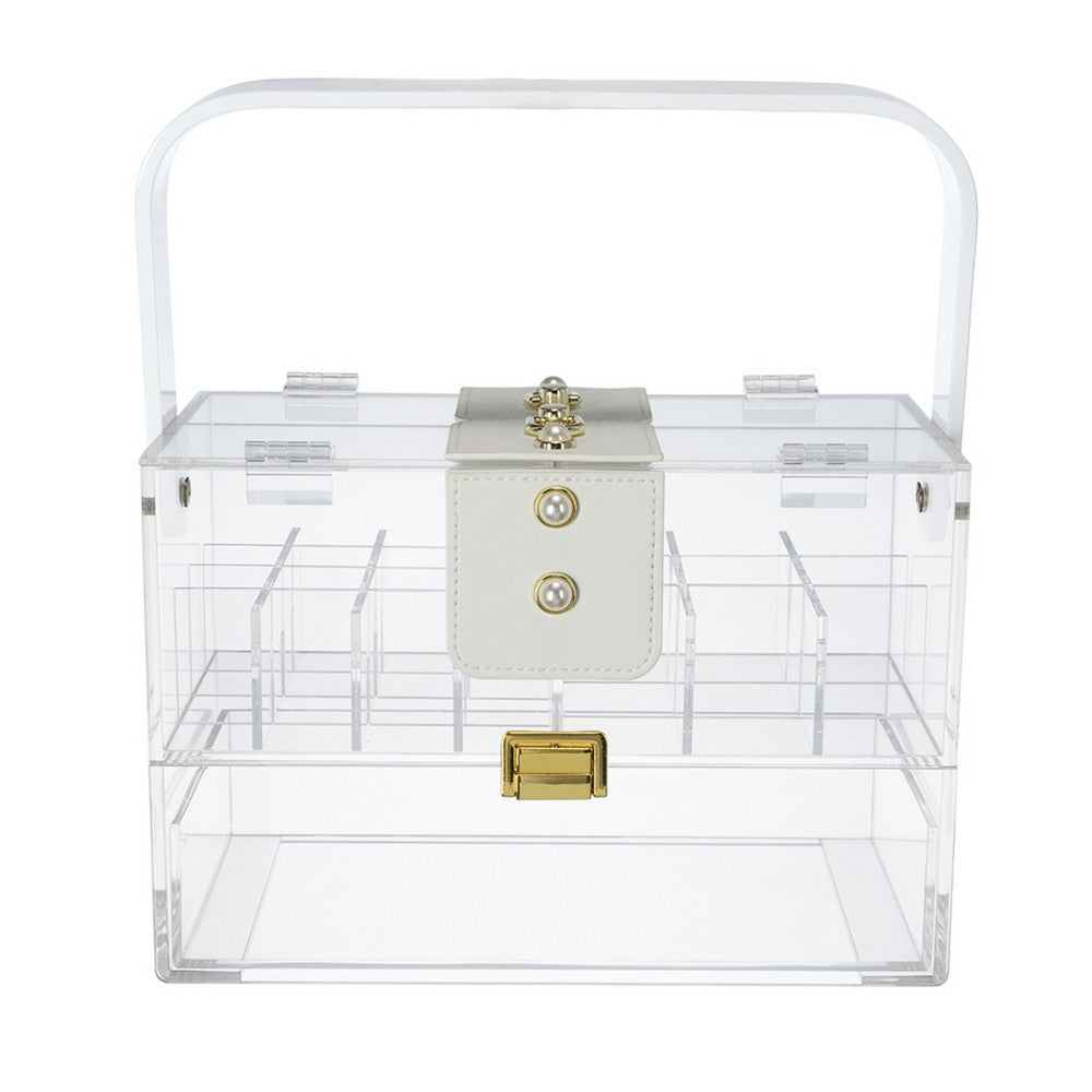 Makeup Storage Box with Handle | 9" Clear See Thru Acrylic Organizer