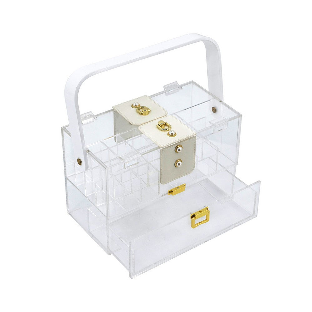 Makeup Storage Box with Handle | 9" Clear See Thru Acrylic Organizer