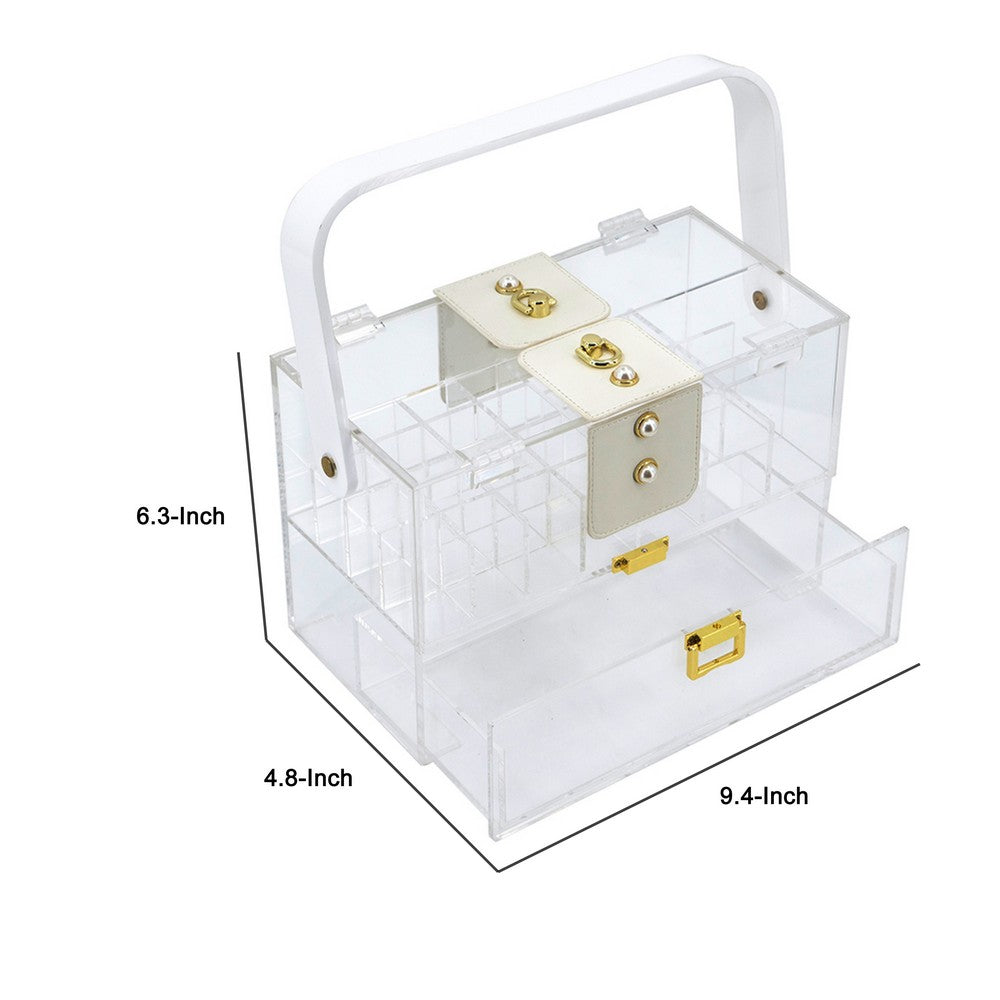 Makeup Storage Box with Handle | 9" Clear See Thru Acrylic Organizer