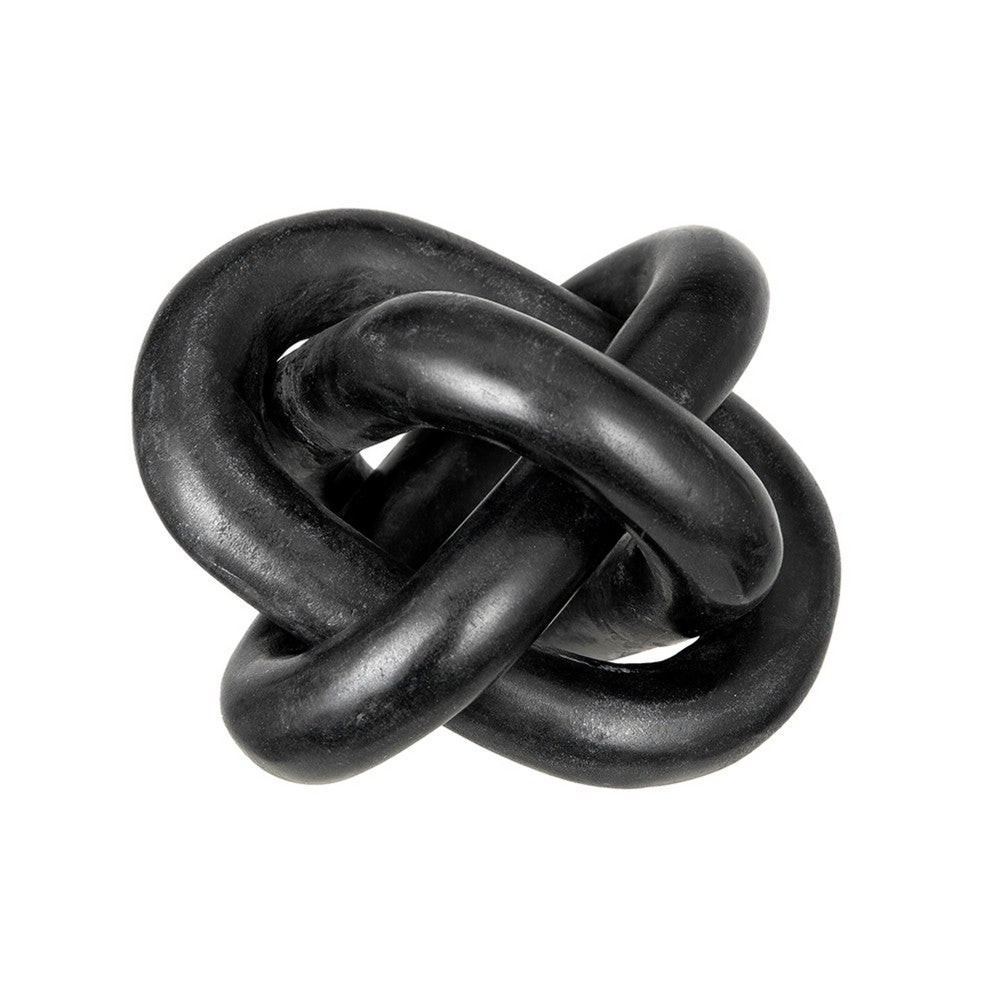 Lary Decorative Chain Knot Sculpture Statue | 6" Natural Black Marble