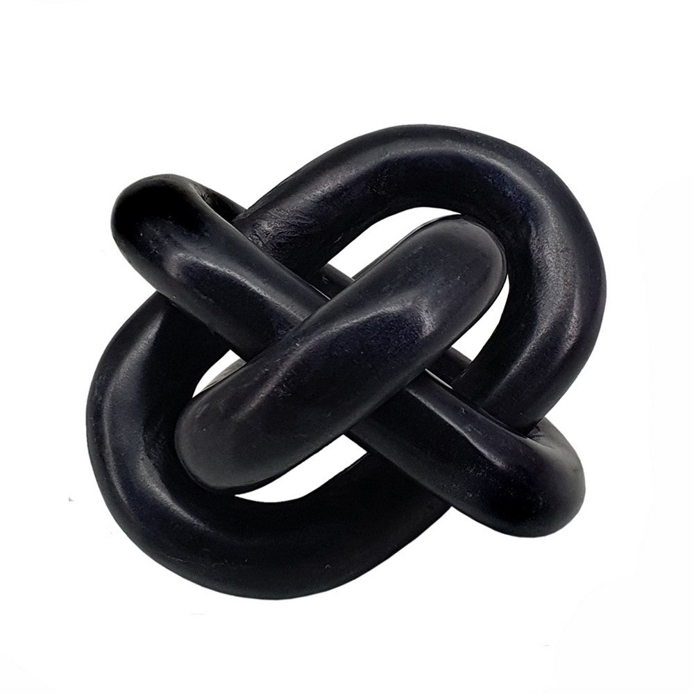 Lary Decorative Chain Knot Sculpture Statue | 6" Natural Black Marble
