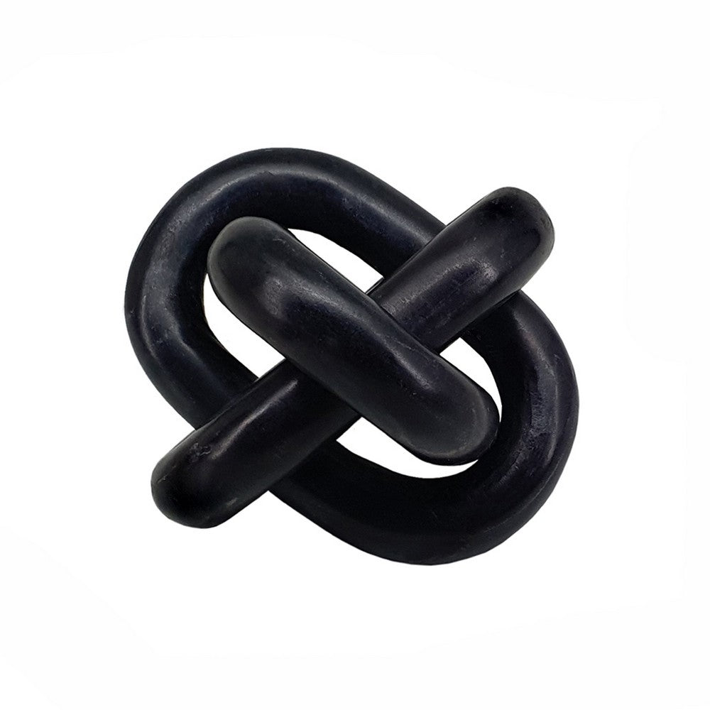 Lary Decorative Chain Knot Sculpture Statue | 6" Natural Black Marble