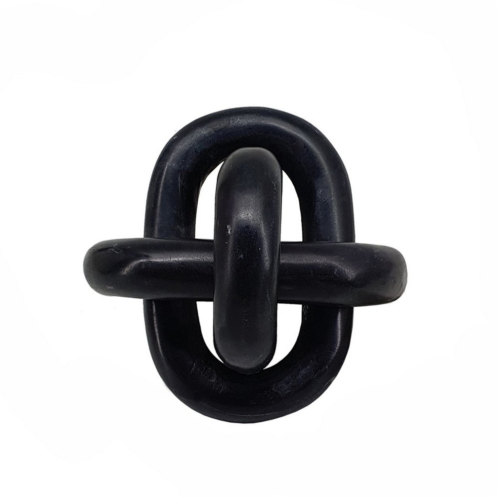 Lary Decorative Chain Knot Sculpture Statue | 6" Natural Black Marble