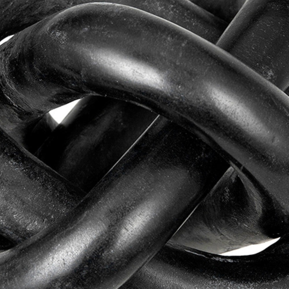 Lary Decorative Chain Knot Sculpture Statue | 6" Natural Black Marble
