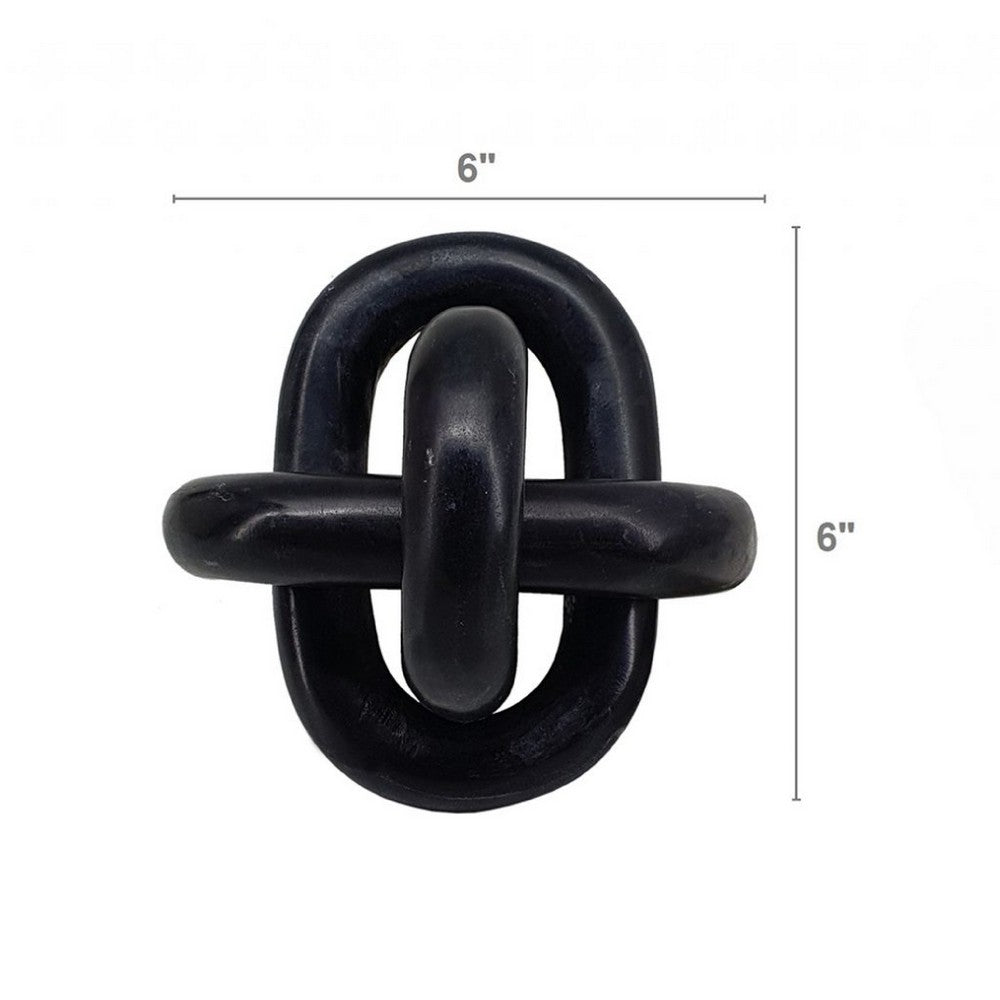 Lary Decorative Chain Knot Sculpture Statue | 6" Natural Black Marble