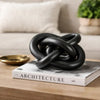 Lary Decorative Chain Knot Sculpture Statue | 6" Natural Black Marble
