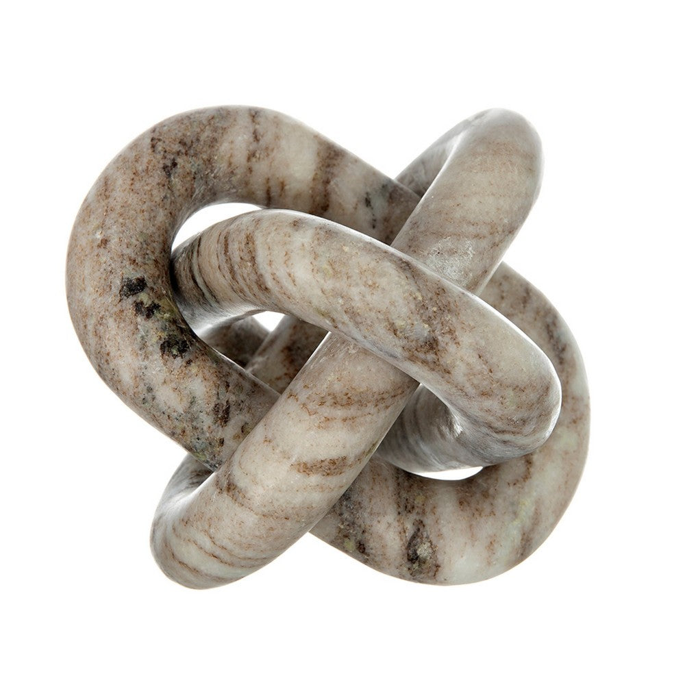 Lary Decorative Chain Knot Sculpture | 6" Natural Cream Gray Marble