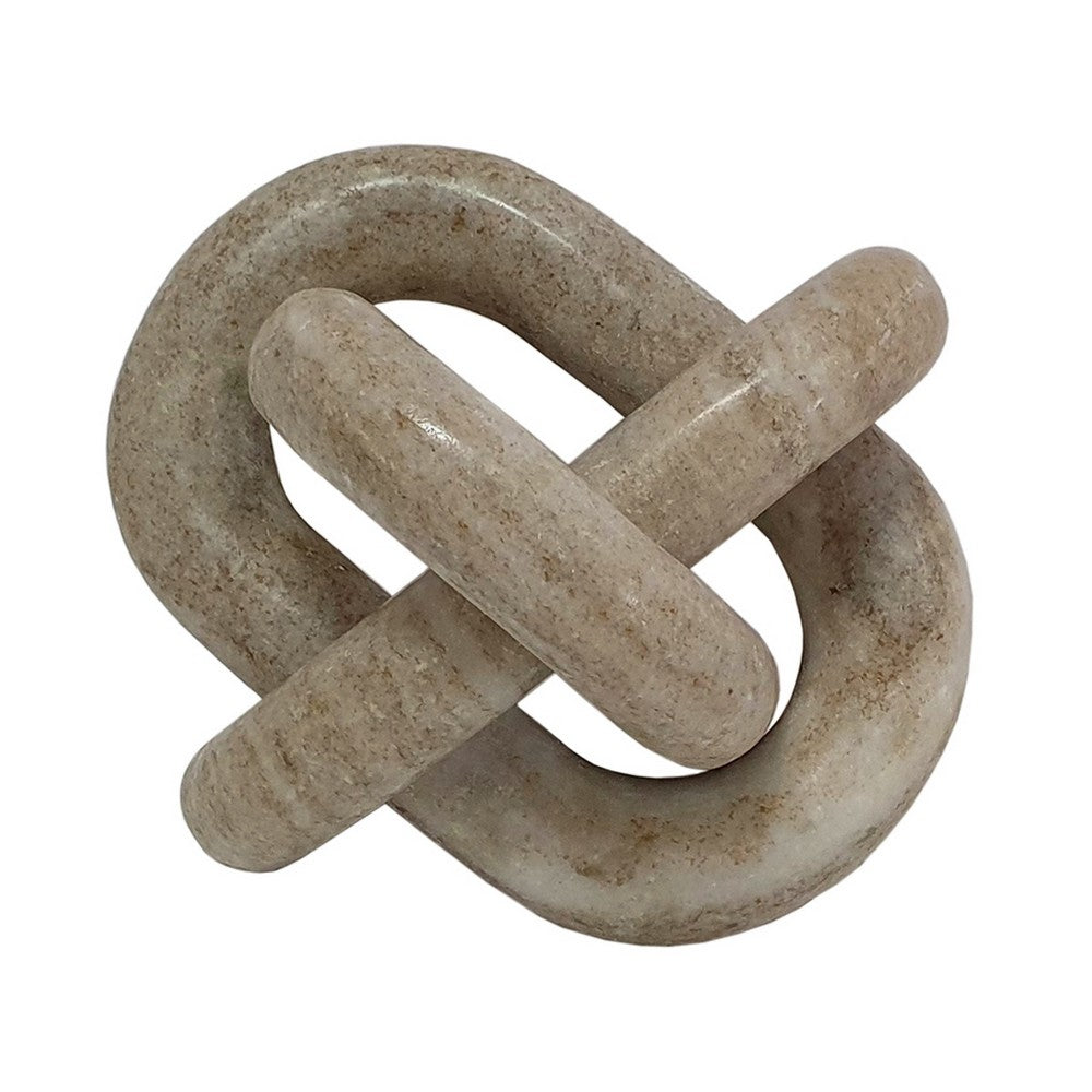 Lary Decorative Chain Knot Sculpture | 6" Natural Cream Gray Marble