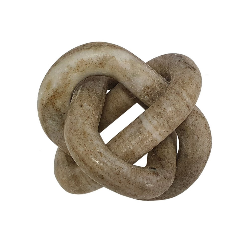 Lary Decorative Chain Knot Sculpture | 6" Natural Cream Gray Marble