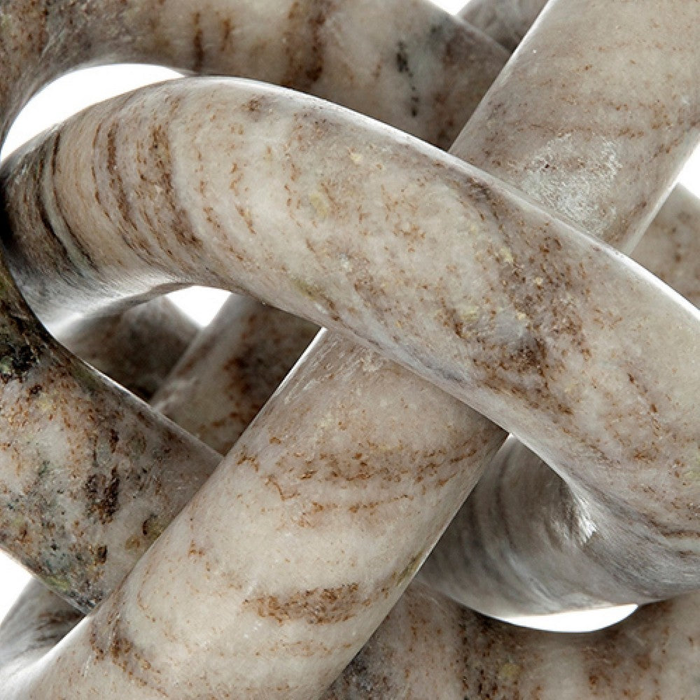 Lary Decorative Chain Knot Sculpture | 6" Natural Cream Gray Marble