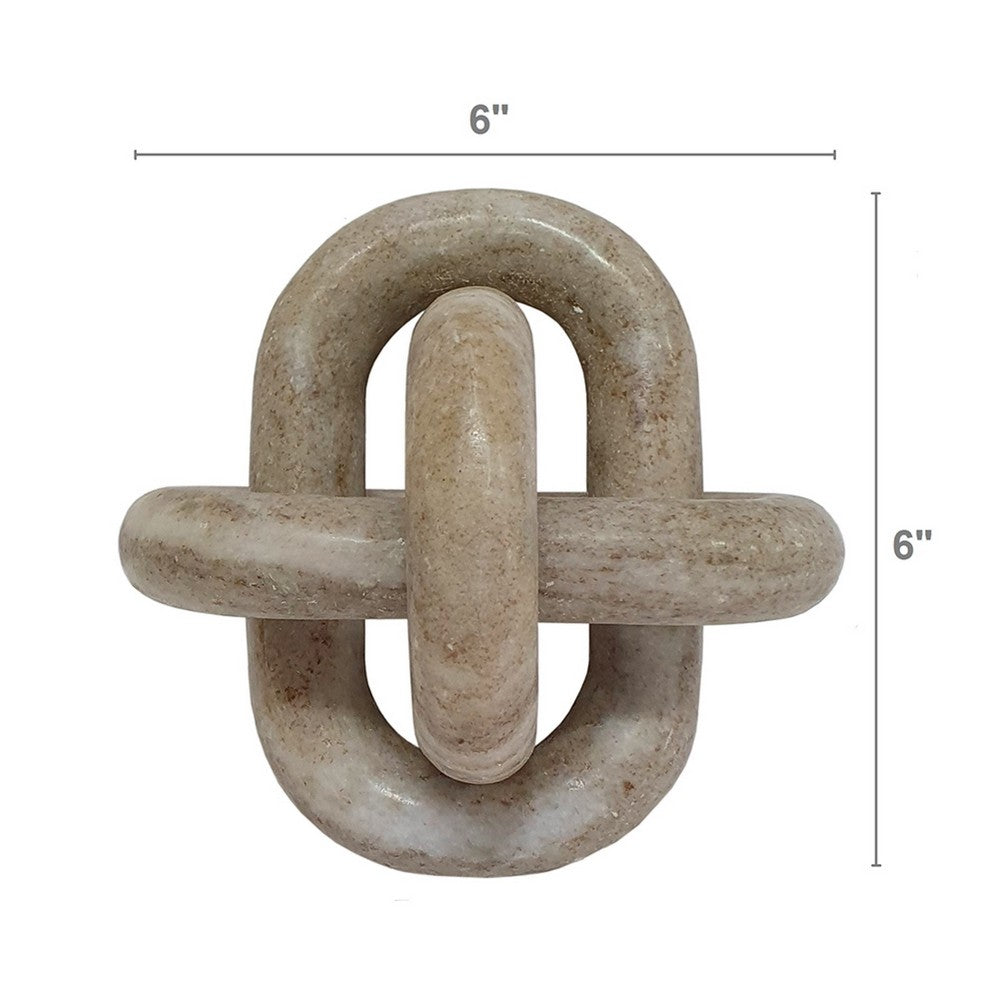 Lary Decorative Chain Knot Sculpture | 6" Natural Cream Gray Marble