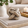 Lary Decorative Chain Knot Sculpture | 6" Natural Cream Gray Marble