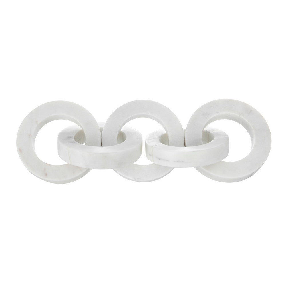 Decorative Interlinked Chain Sculpture Statue | 18" Solid White Marble