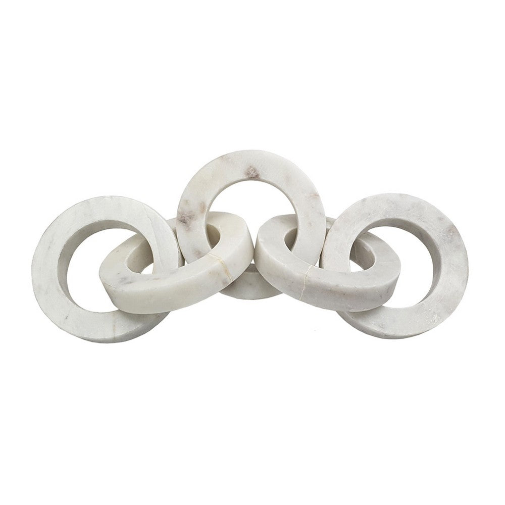 Decorative Interlinked Chain Sculpture Statue | 18" Solid White Marble