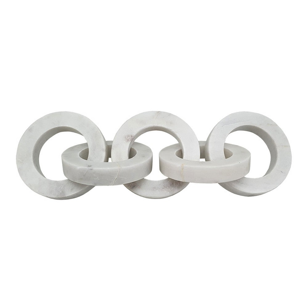 Decorative Interlinked Chain Sculpture Statue | 18" Solid White Marble