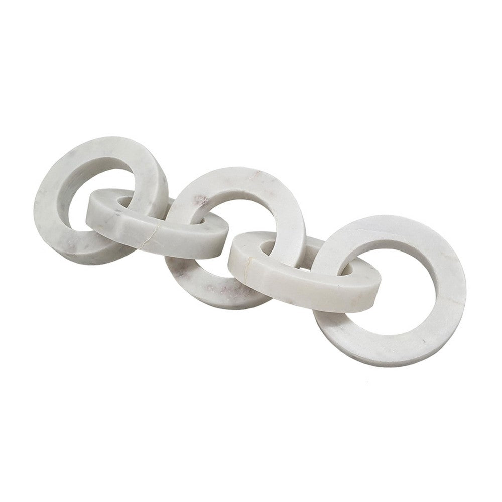 Decorative Interlinked Chain Sculpture Statue | 18" Solid White Marble