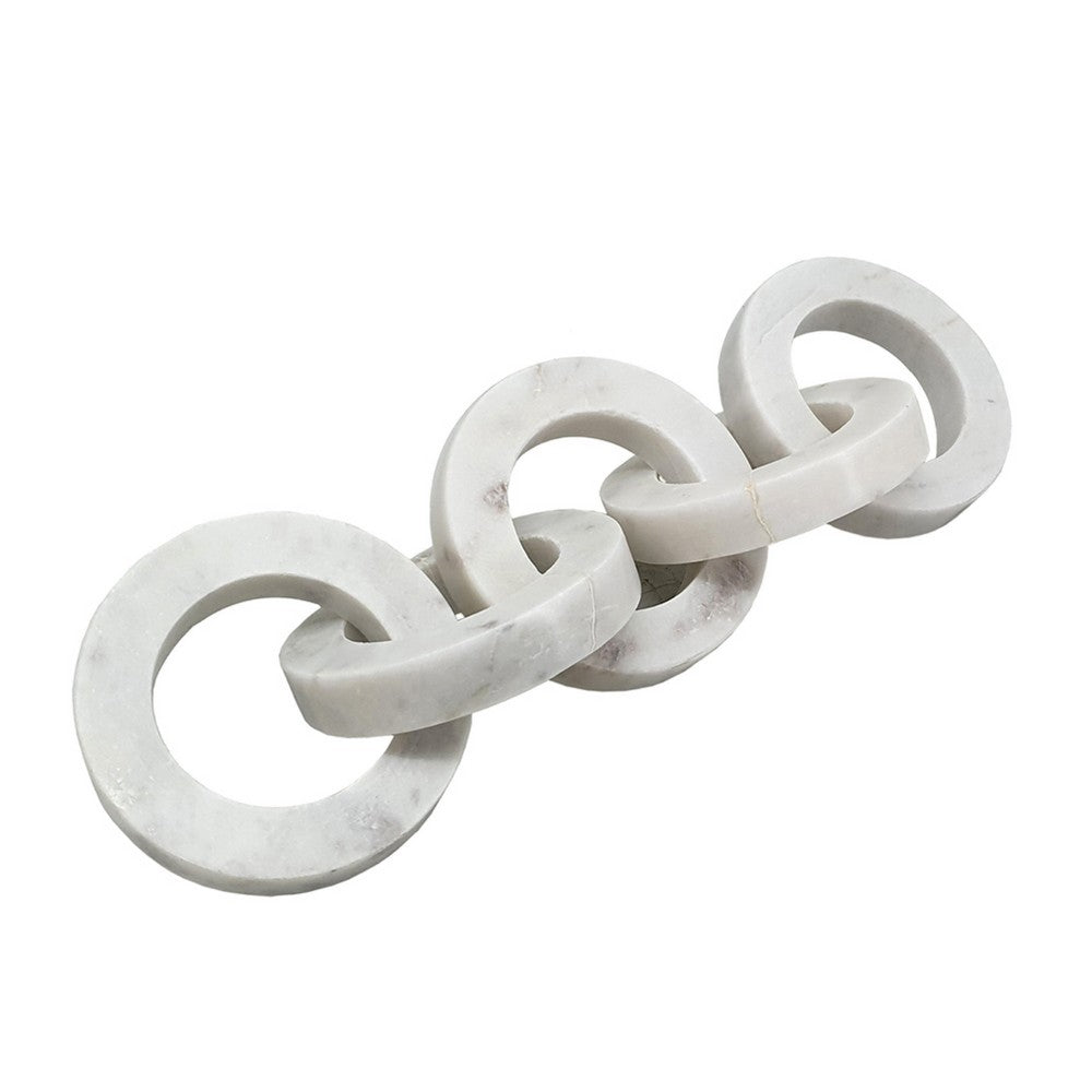 Decorative Interlinked Chain Sculpture Statue | 18" Solid White Marble