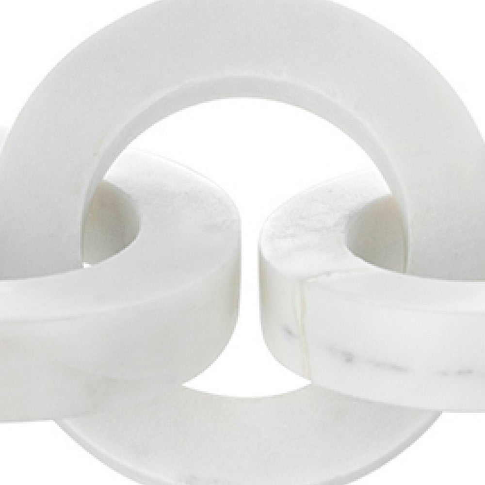 Decorative Interlinked Chain Sculpture Statue | 18" Solid White Marble