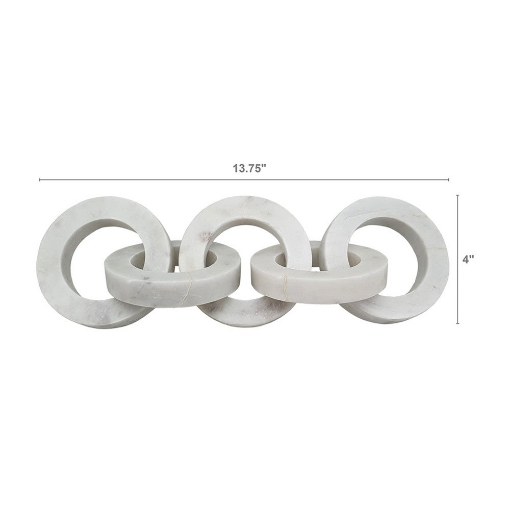 Decorative Interlinked Chain Sculpture Statue | 18" Solid White Marble