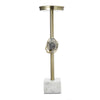 Pillar Candle Holder with Gold Stem | Embedded Agate Stone | 15" White