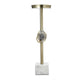 Pillar Candle Holder with Gold Stem | Embedded Agate Stone | 15" White