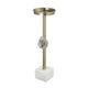 Pillar Candle Holder with Gold Stem | Embedded Agate Stone | 15" White