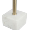 Pillar Candle Holder with Gold Stem | Embedded Agate Stone | 15" White