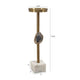 Pillar Candle Holder with Gold Stem | Embedded Agate Stone | 15" White