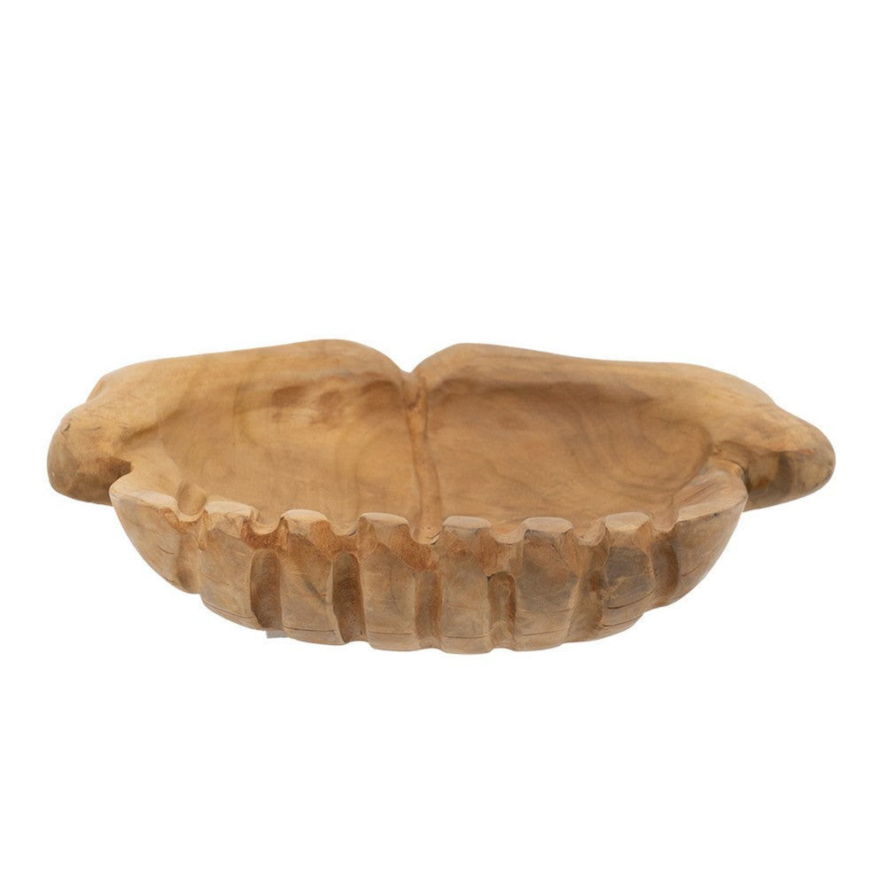 Decorative Hands of Hope Accent Bowl | 14" Natural Brown Teak Wood