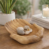 Decorative Hands of Hope Accent Bowl | 14" Natural Brown Teak Wood