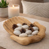 Decorative Hands of Hope Accent Bowl | 14" Natural Brown Teak Wood