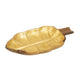 Decorative Leaf Shaped Platter with Stem Handle | 16" Gold Teak Wood
