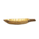 Decorative Leaf Shaped Platter with Stem Handle | 16" Gold Teak Wood