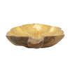 Decorative Leaf Shaped Platter with Stem Handle | 16" Gold Teak Wood