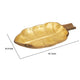 Decorative Leaf Shaped Platter with Stem Handle | 16" Gold Teak Wood