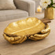 Decorative Leaf Shaped Platter with Stem Handle | 16" Gold Teak Wood