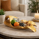 Decorative Sculpted Plate with Gold Foil Interior | 20" Teak Wood
