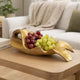 Decorative Sculpted Plate with Gold Foil Interior | 20" Teak Wood