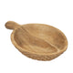 Decorative Bowl with Handle | 9" Farmhouse Natural Brown Teak Wood