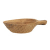 Decorative Bowl with Handle | 9" Farmhouse Natural Brown Teak Wood