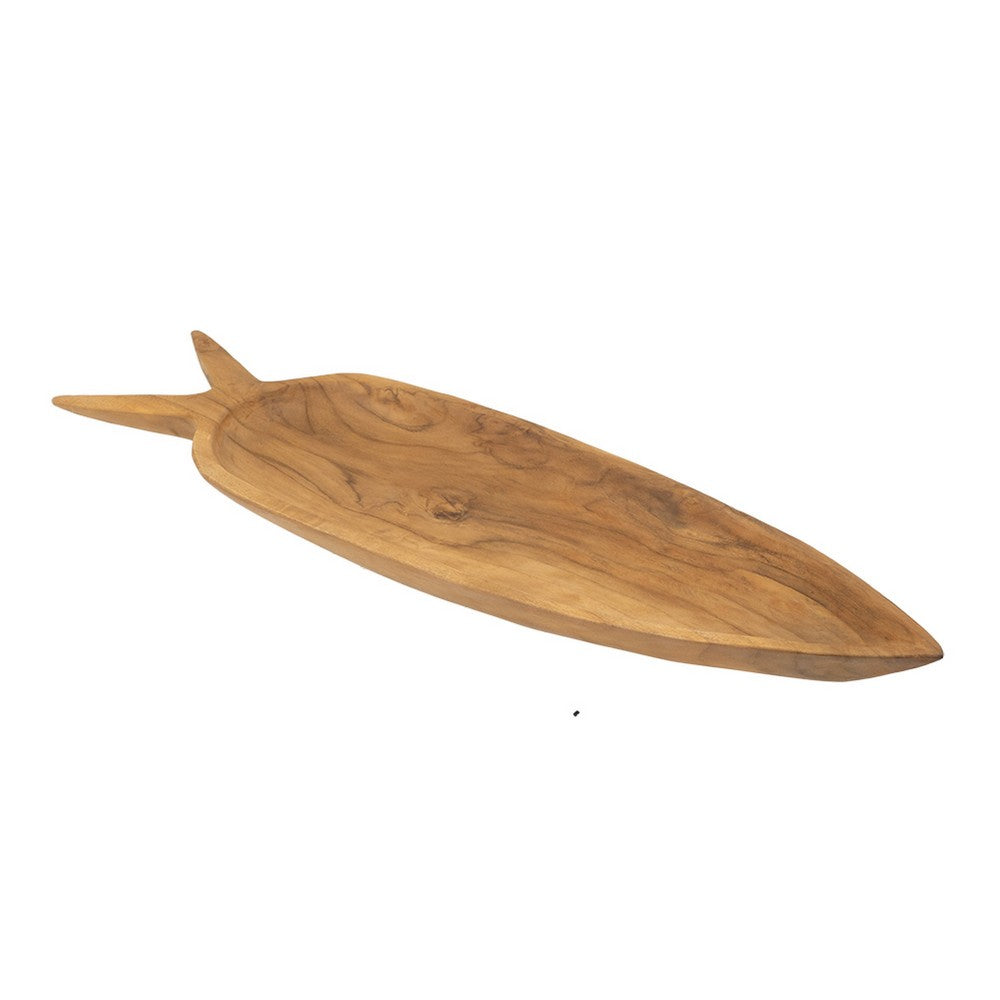 Decorative Accent Plate | Carrot Shaped 24" Natural Brown Teak Wood