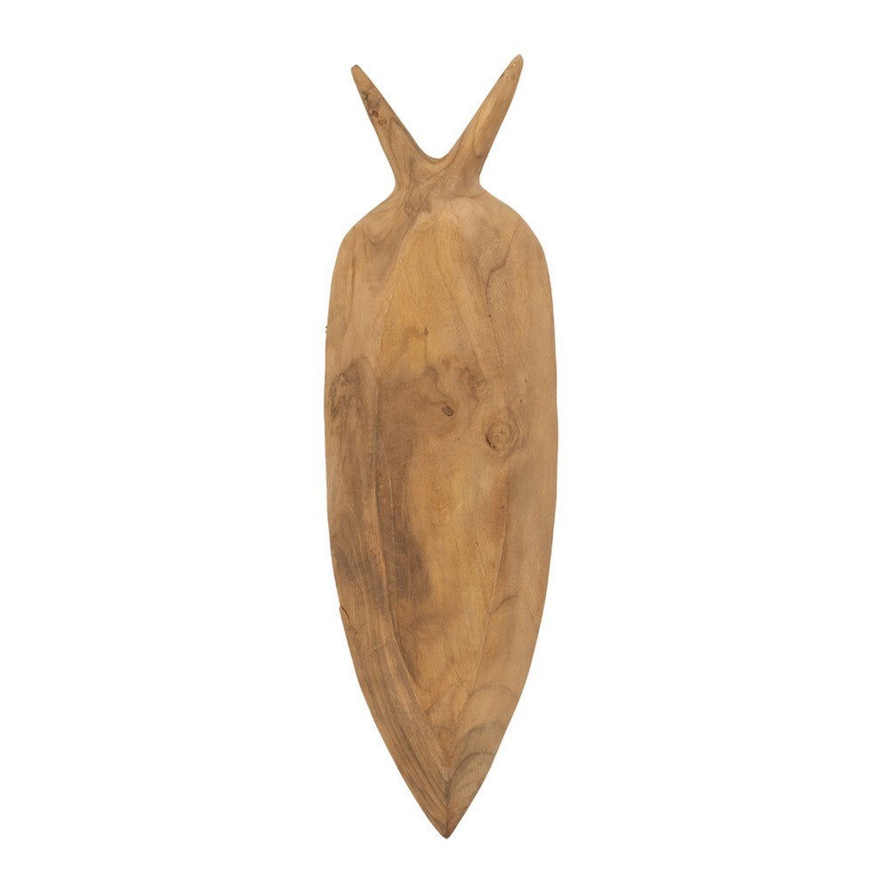 Decorative Accent Plate | Carrot Shaped 24" Natural Brown Teak Wood