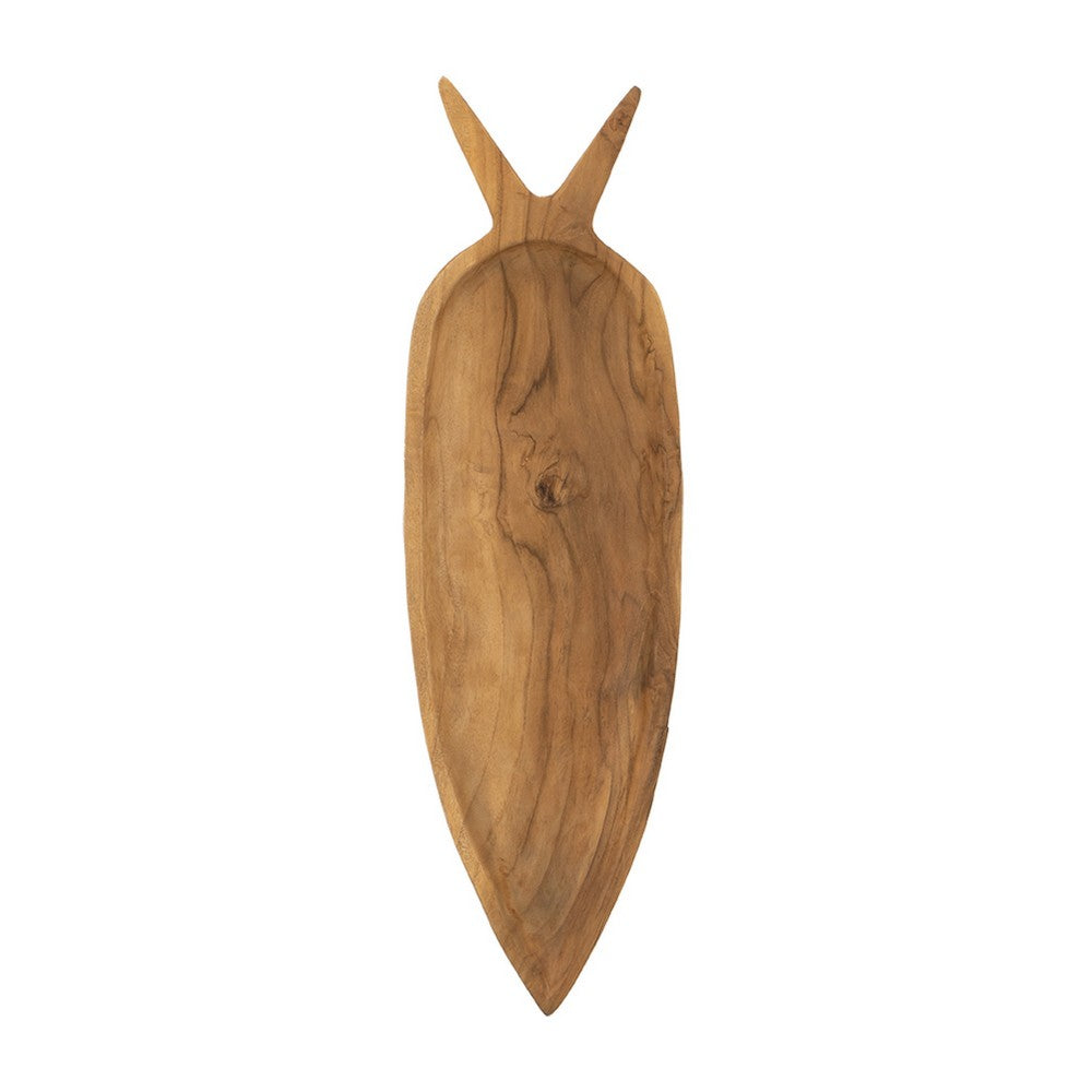 Decorative Accent Plate | Carrot Shaped 24" Natural Brown Teak Wood