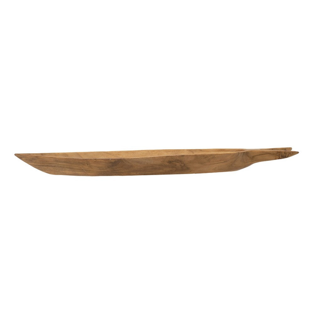 Decorative Accent Plate | Carrot Shaped 24" Natural Brown Teak Wood