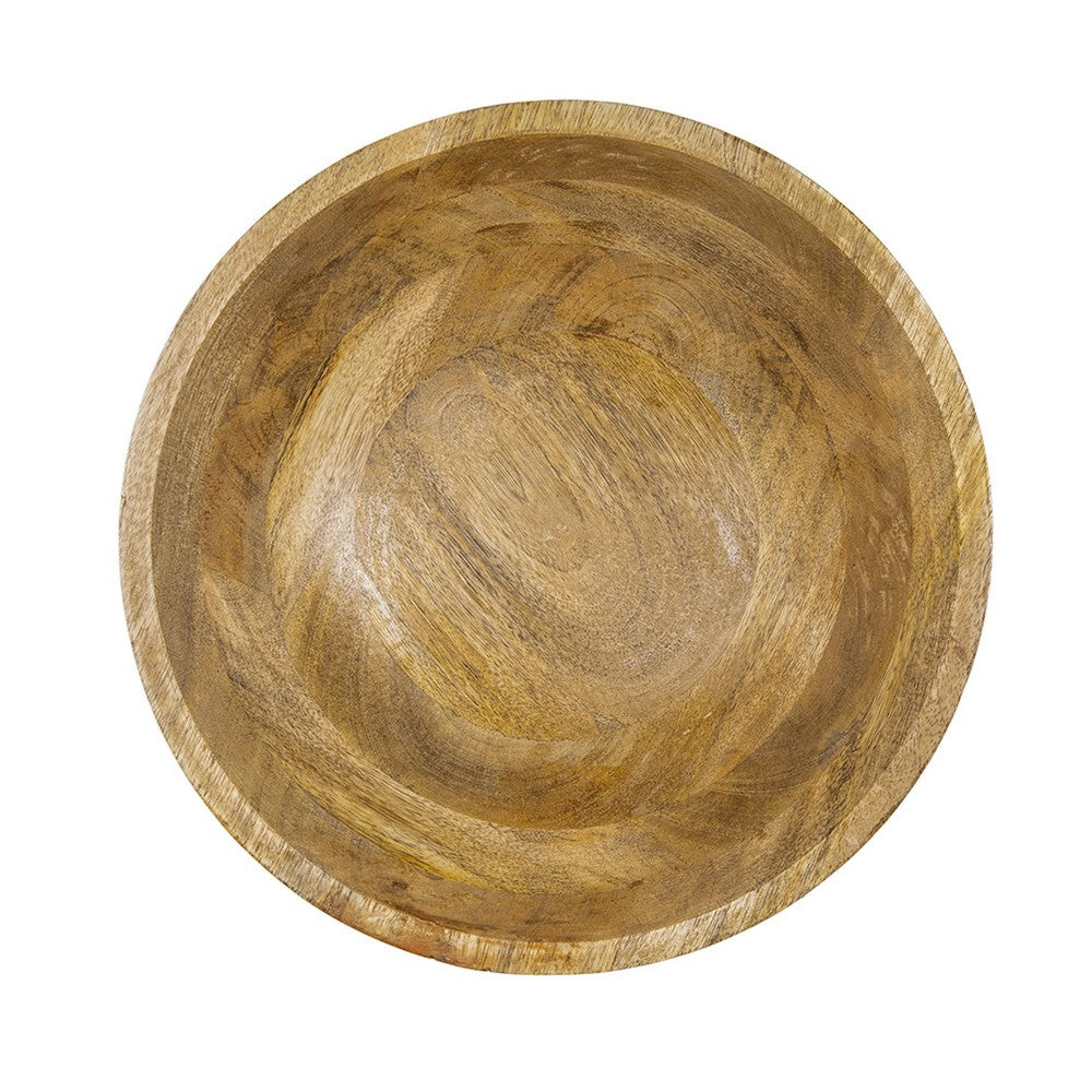 Decorative Bowl | Tapered 12" Round | Textured Brown Mango Wood Finish